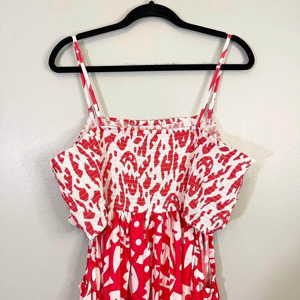 The Odells Tallara Dress 3X Red Tomato Cut Out Resortwear Feminine Vacation NWT - Picture 5 of 12